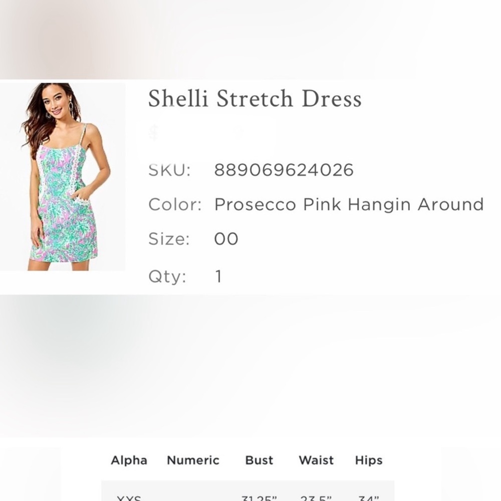 Lilly Pulitzer Shelli Stretch Dress NWT BRAND NEW size 00 never worn